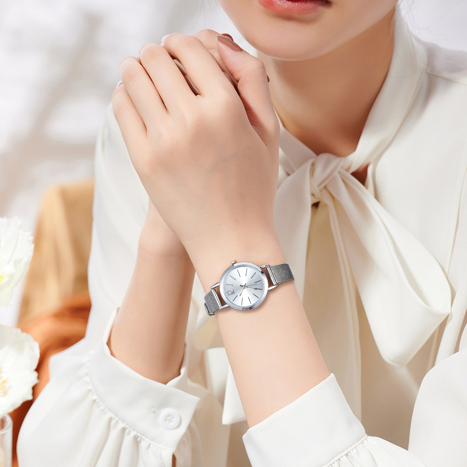 Luxury Watch Gift For Her - 패션 여성 쿼츠 시계, 메쉬 벨트