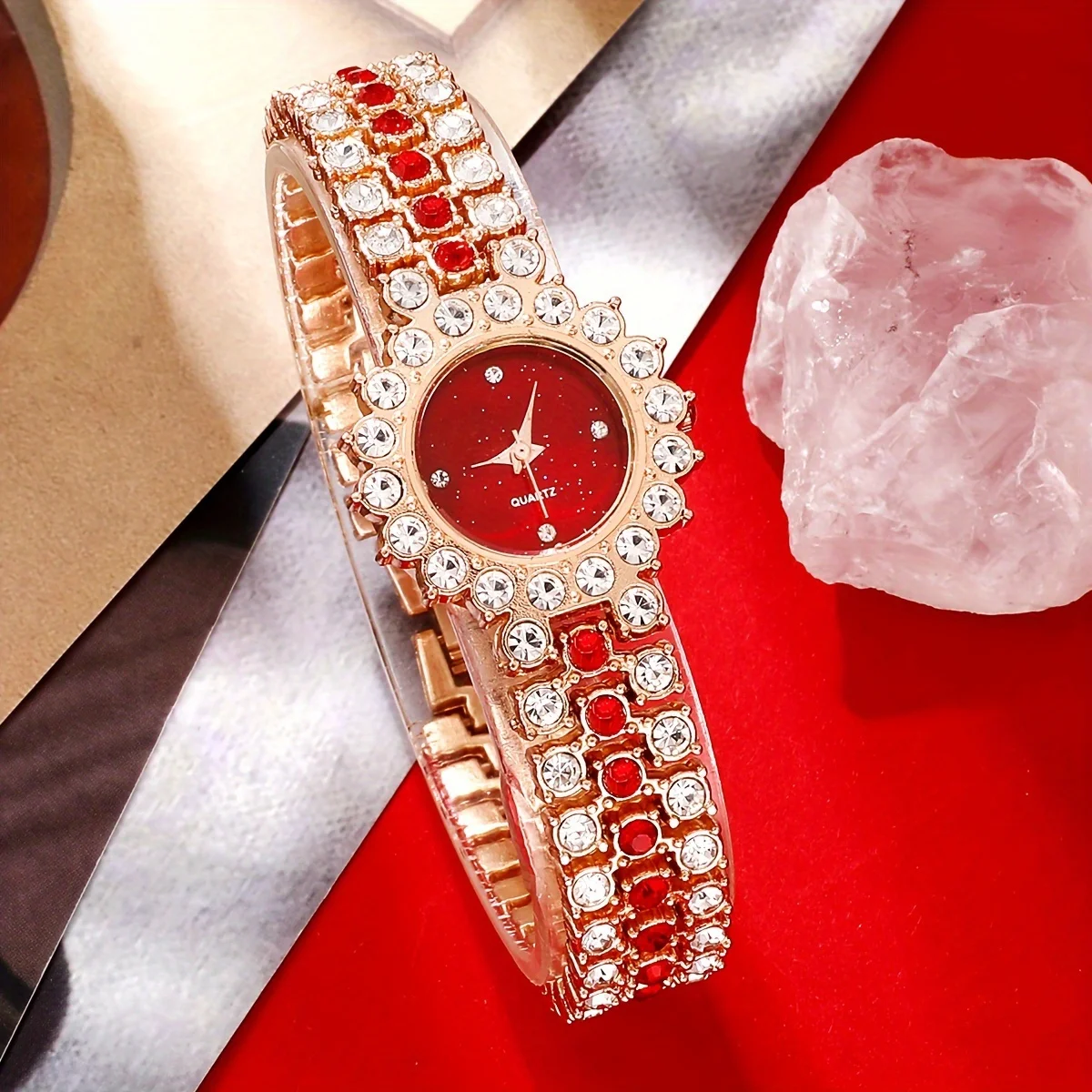 Luxury Watch Gift For Her - 2개/세트 여성용 시계 럭셔리 라인스톤 쿼츠