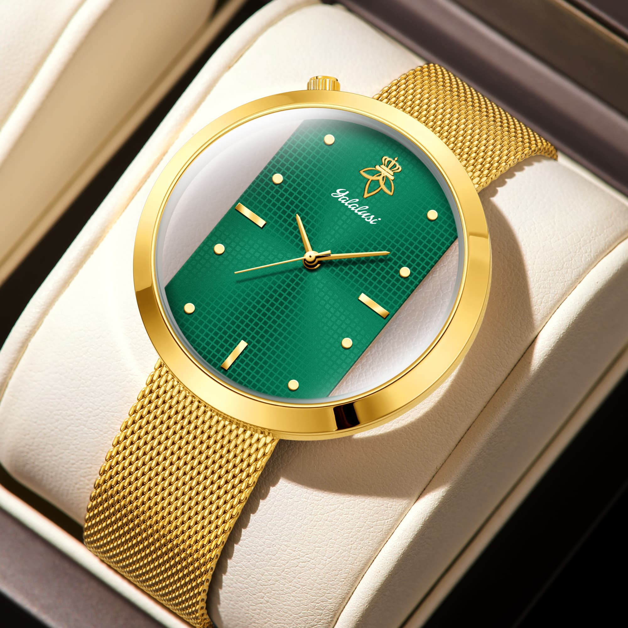Luxury Watch Gift For Her - 여성용 여성용 울트라 씬 골드 메쉬