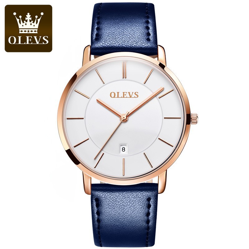 Luxury Watch With Leather Strap - OLEVS 패션 울트라 얇은 여성 시계