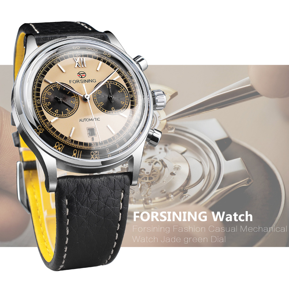 Luxury Watch Grade - Forsining 남성용 방수 가죽 밴드 시계,