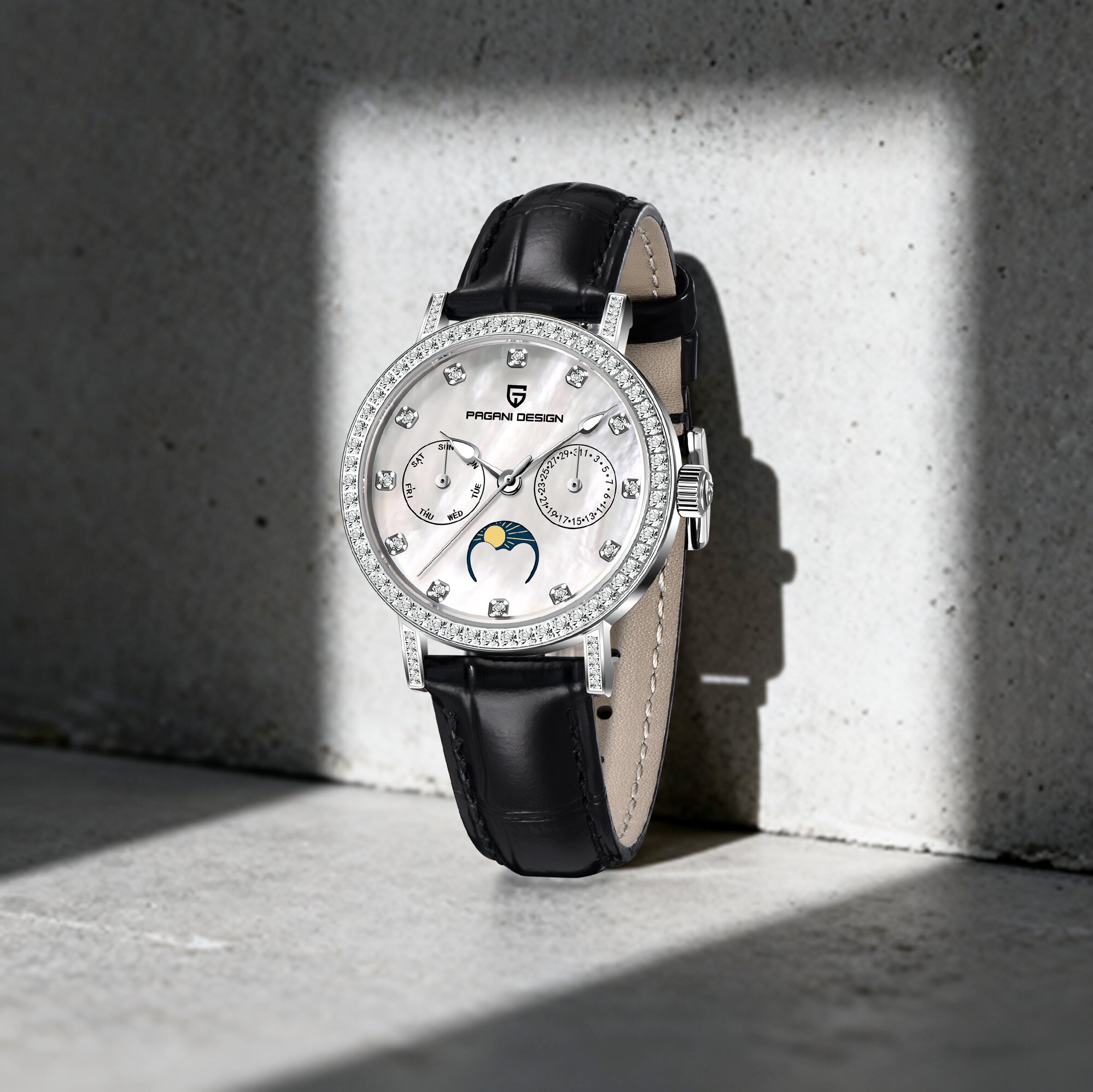 Luxury Watch With Leather Strap - PAGANI DESIGN 엘리트 럭셔리 레이디 쿼츠