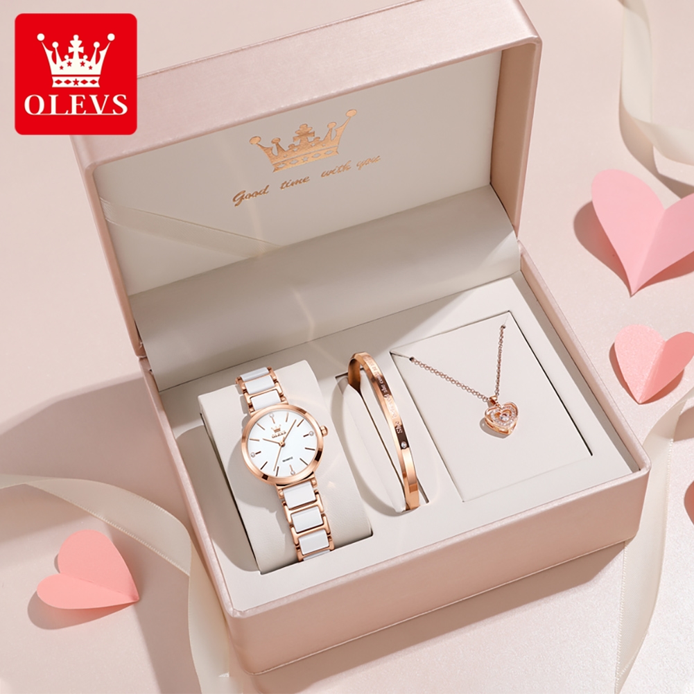 Luxury Watch And Bracelet - OLEVS 여성 시계 5877 고급스러운 우아한