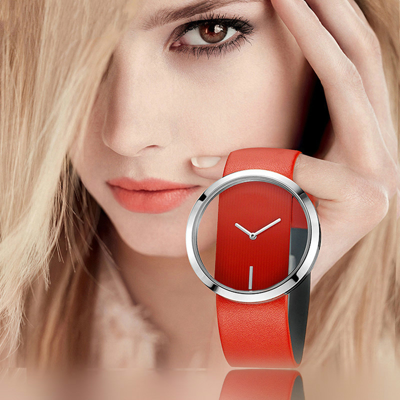Luxury Watch With Leather Strap - 여성 시계 톱 브랜드 럭셔리 중공