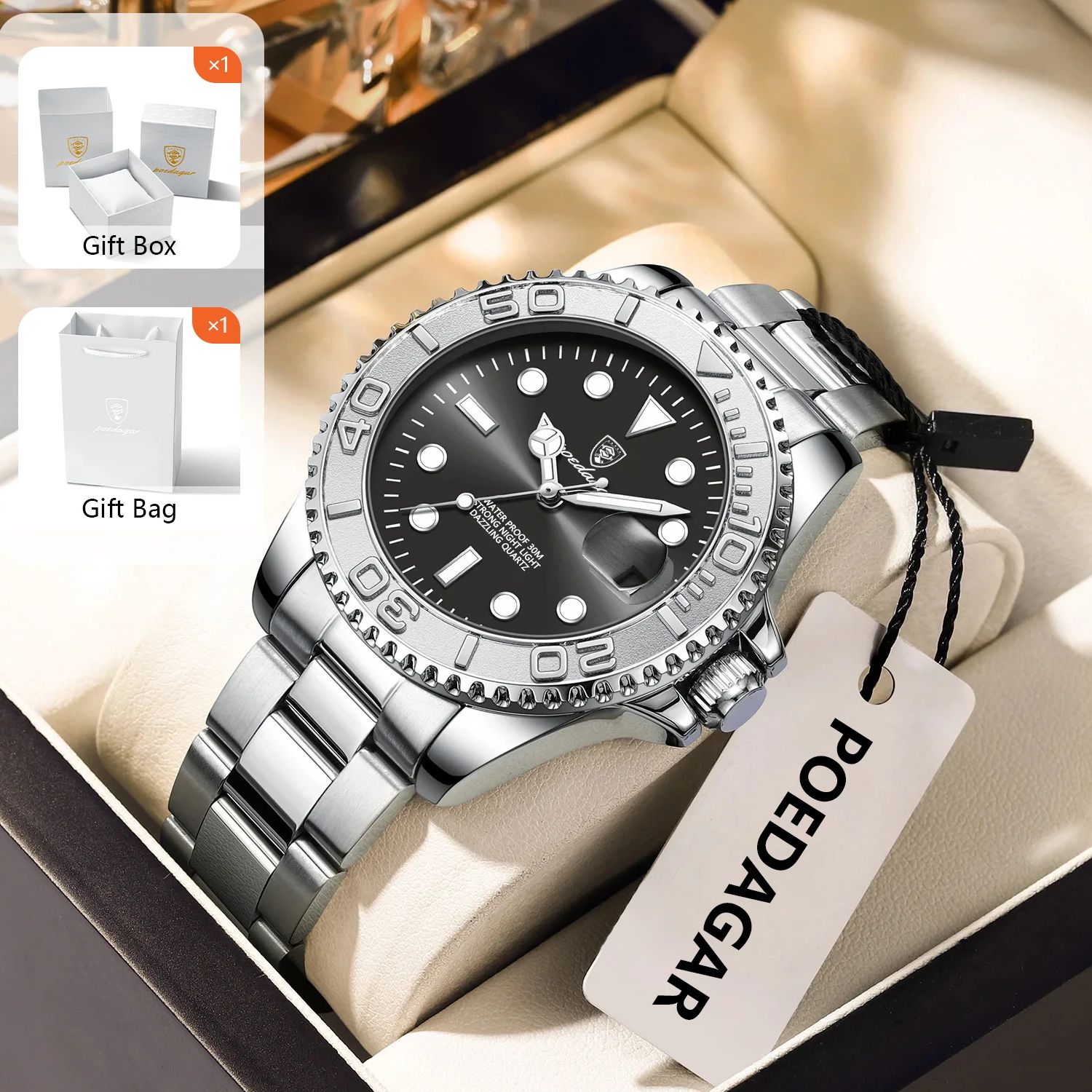 Luxury Watch And Bracelet - 포에다가 트렌디 스포츠 남성용 시계 야광