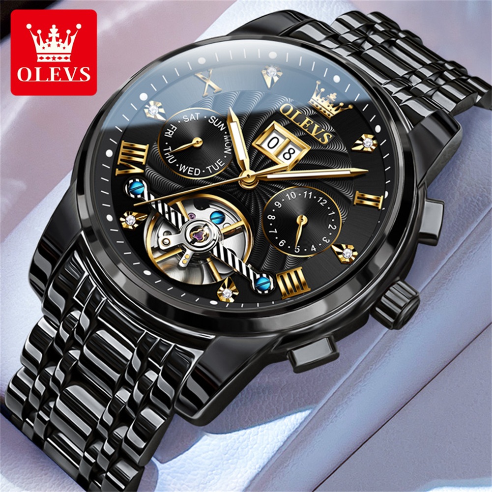 Chronograph Flyback Watch - OLEVS 클래식 남성용 시계 뚜르비옹 다기능