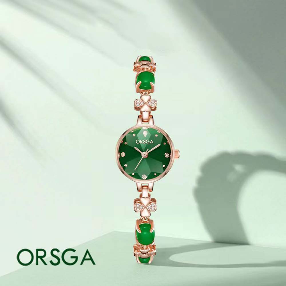 Luxury Watch Grade - ORSGA 여성용 다이아몬드 상감 작은 녹색