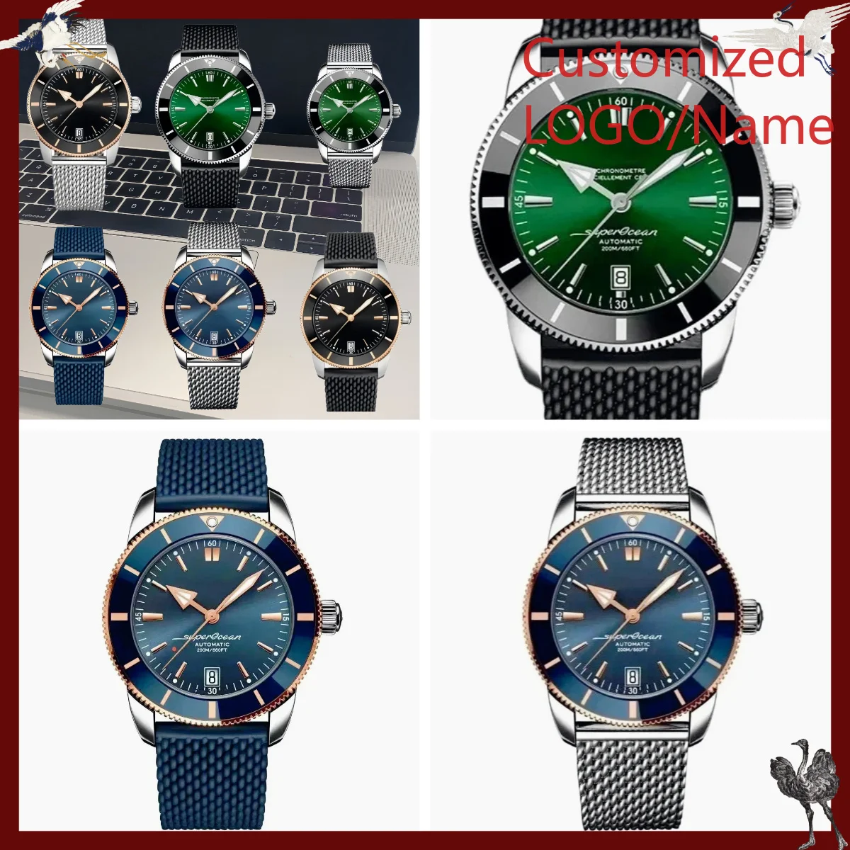 Chronograph Flyback Watch - A1212 스토어 맞춤형 시계 46mm 남성용