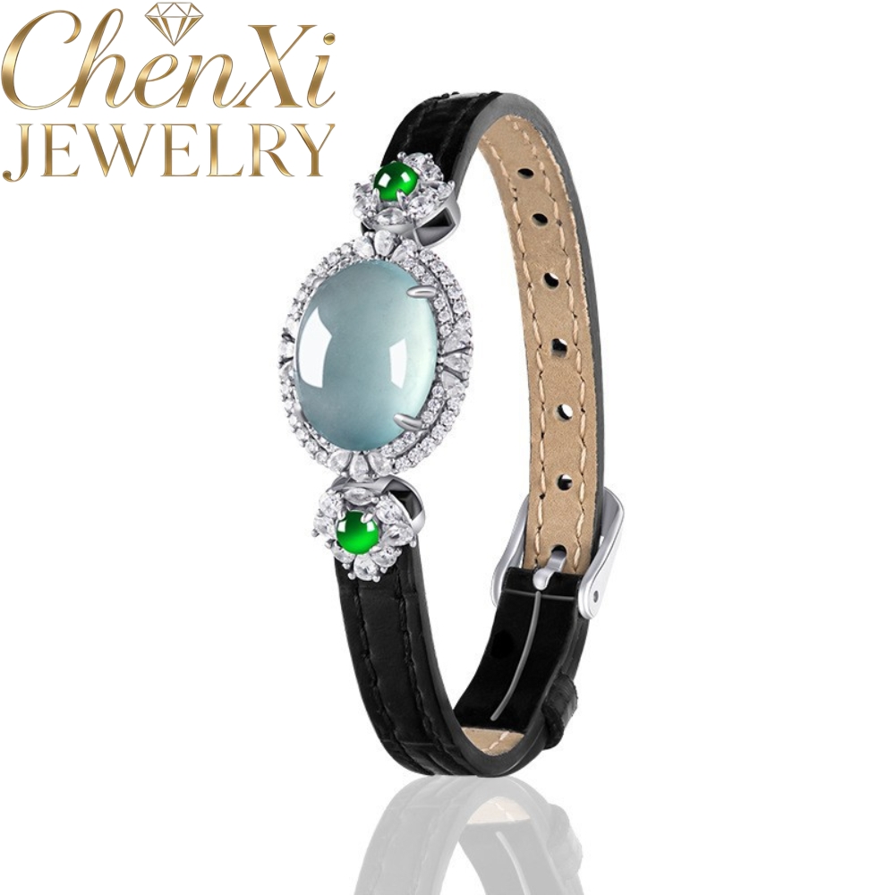 고급 천연 A급 블루 워터 제이디트 카보숑 손목밴드 럭 - Luxury Watch Grade 리뷰 및 가격