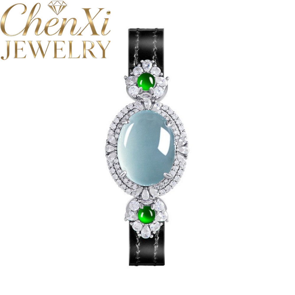 고급 천연 A급 블루 워터 제이디트 카보숑 손목밴드 럭 - Luxury Watch Grade 리뷰 및 가격