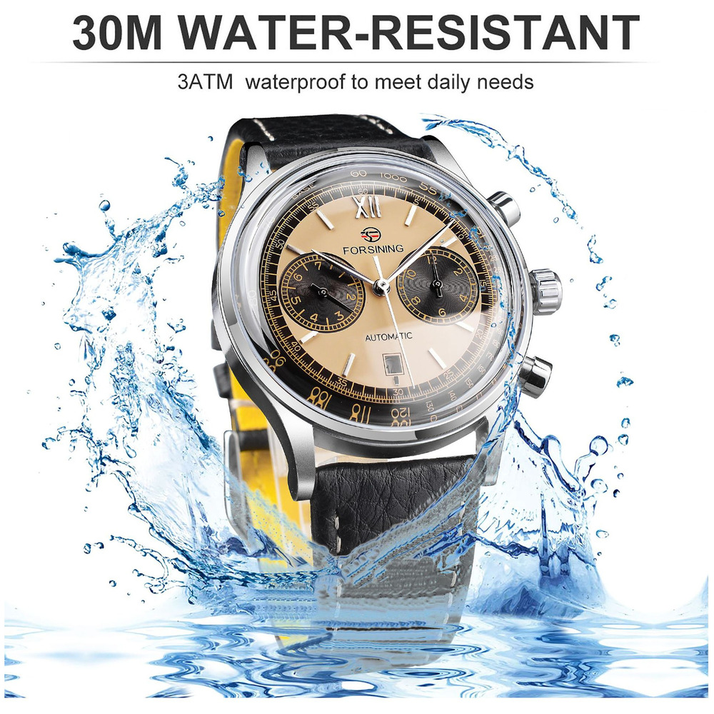 Forsining 남성용 방수 가죽 밴드 시계, 달력  - Luxury Watch Grade 리뷰 및 가격
