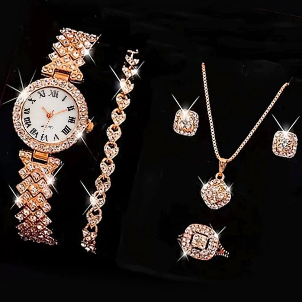 6개/세트 럭셔리 라인스톤 여성용 시계 패션 로마 다이 - Luxury Watch Packaging Box 리뷰 및 가격