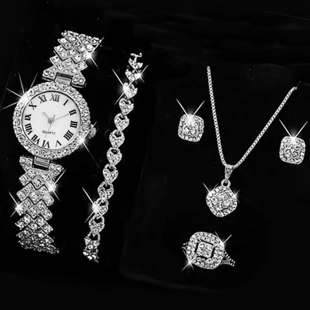 6개/세트 럭셔리 라인스톤 여성용 시계 패션 로마 다이 - Luxury Watch Packaging Box 리뷰 및 가격
