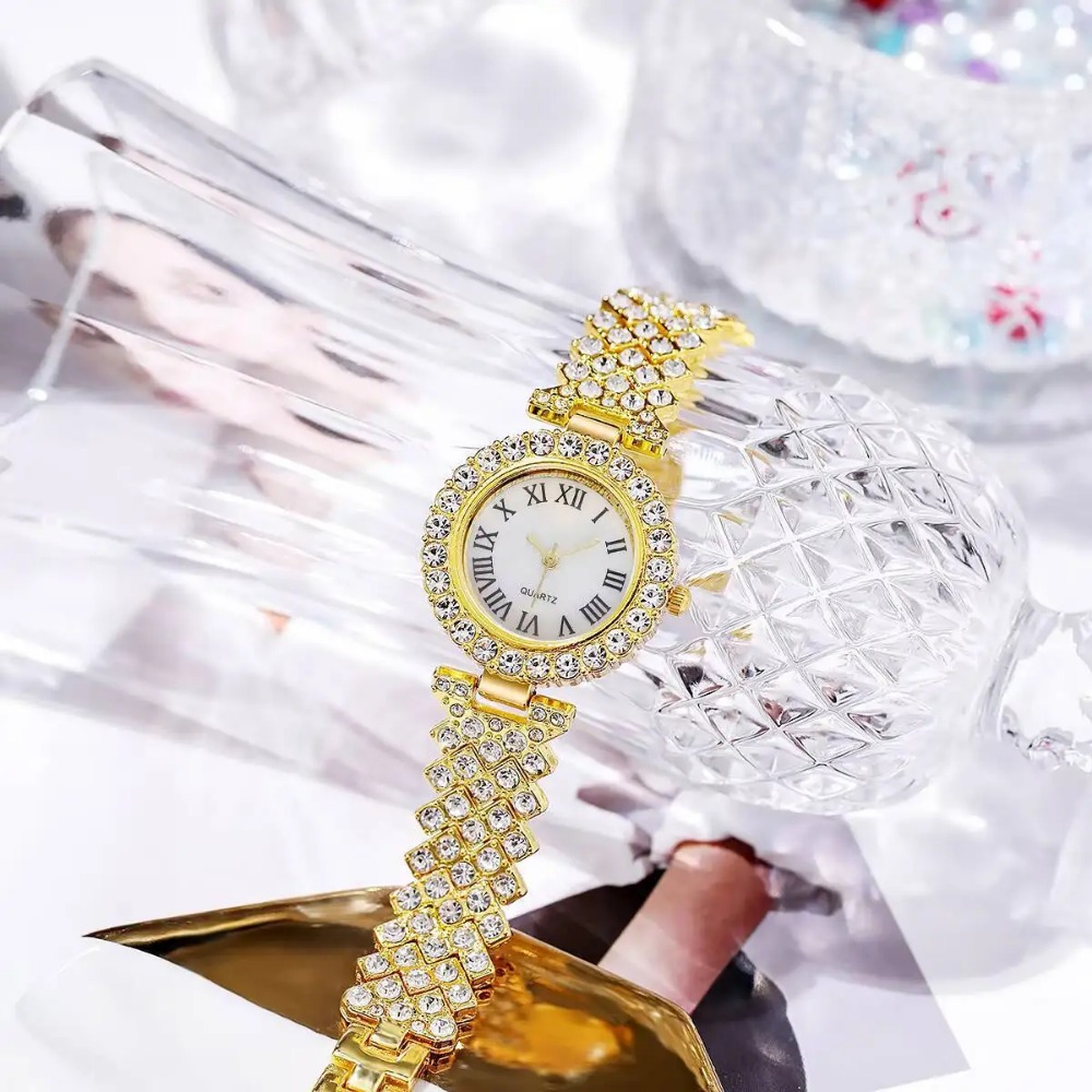 6개/세트 럭셔리 라인스톤 여성용 시계 패션 로마 다이 - Luxury Watch Packaging Box 리뷰 및 가격
