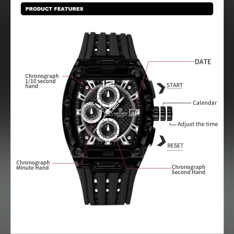 네비포스 남성용 시계 5ATM 방수 쿼츠 크로노그래프  - Luxury Watch Gift Box 리뷰 및 가격