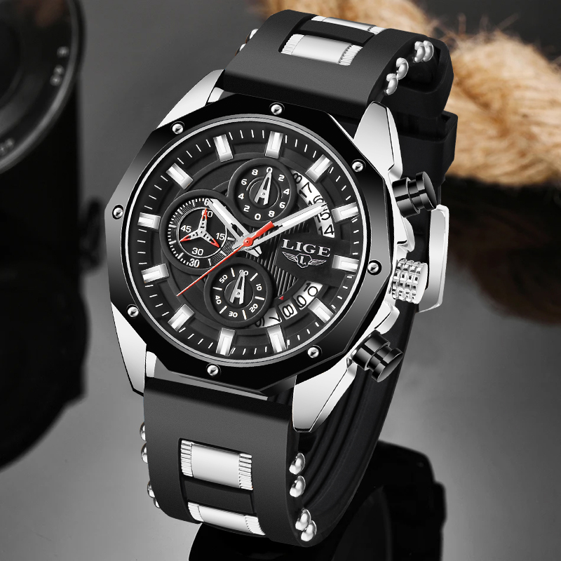 LIGE 패션 야외 쿼츠 남자 시계 레트로 럭셔리 실리 - Luxury Watch Gift Box 리뷰 및 가격
