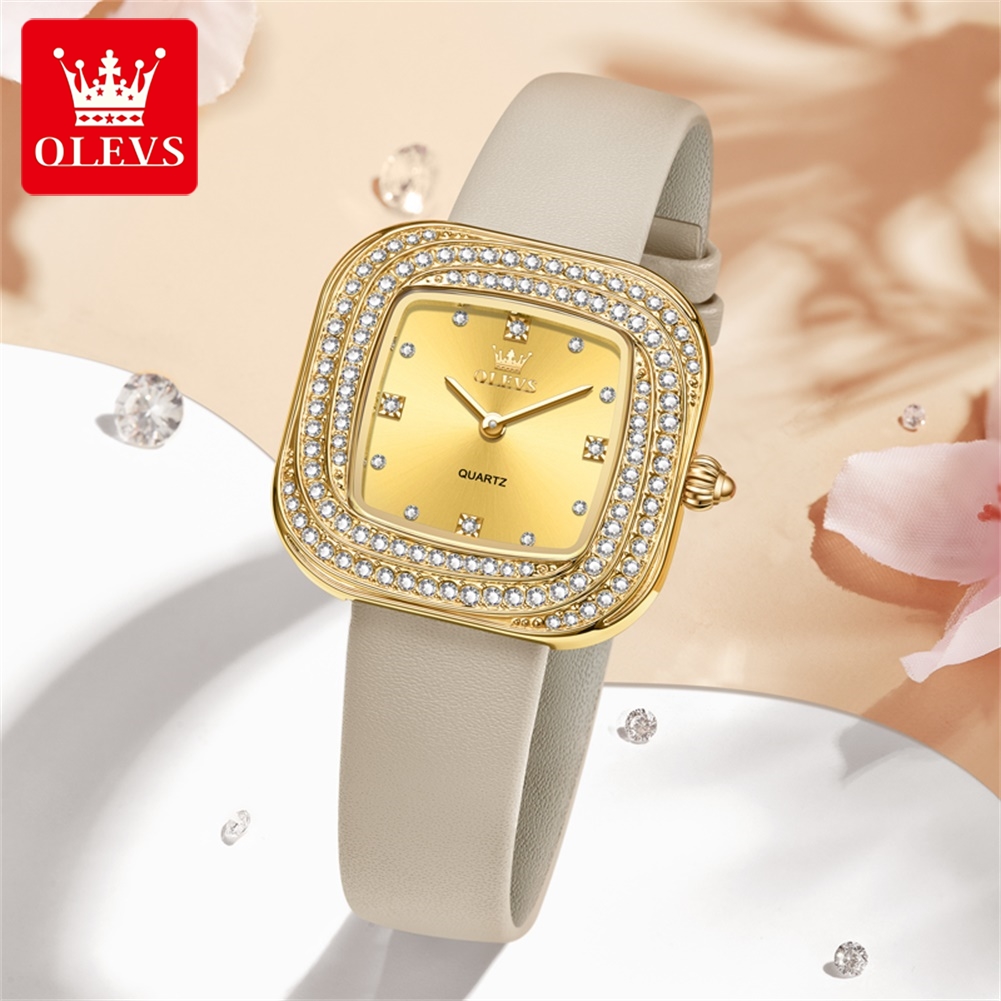 OLEVS 패션 여성용 스퀘어 쿼츠 시계 가죽 스트랩  - Luxury Watch With Leather Strap 리뷰 및 가격
