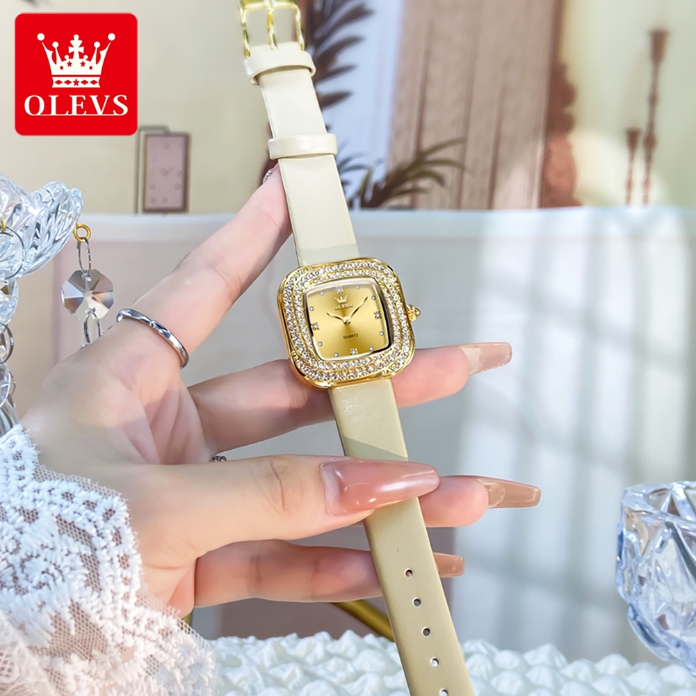 OLEVS 패션 여성용 스퀘어 쿼츠 시계 가죽 스트랩  - Luxury Watch With Leather Strap 리뷰 및 가격