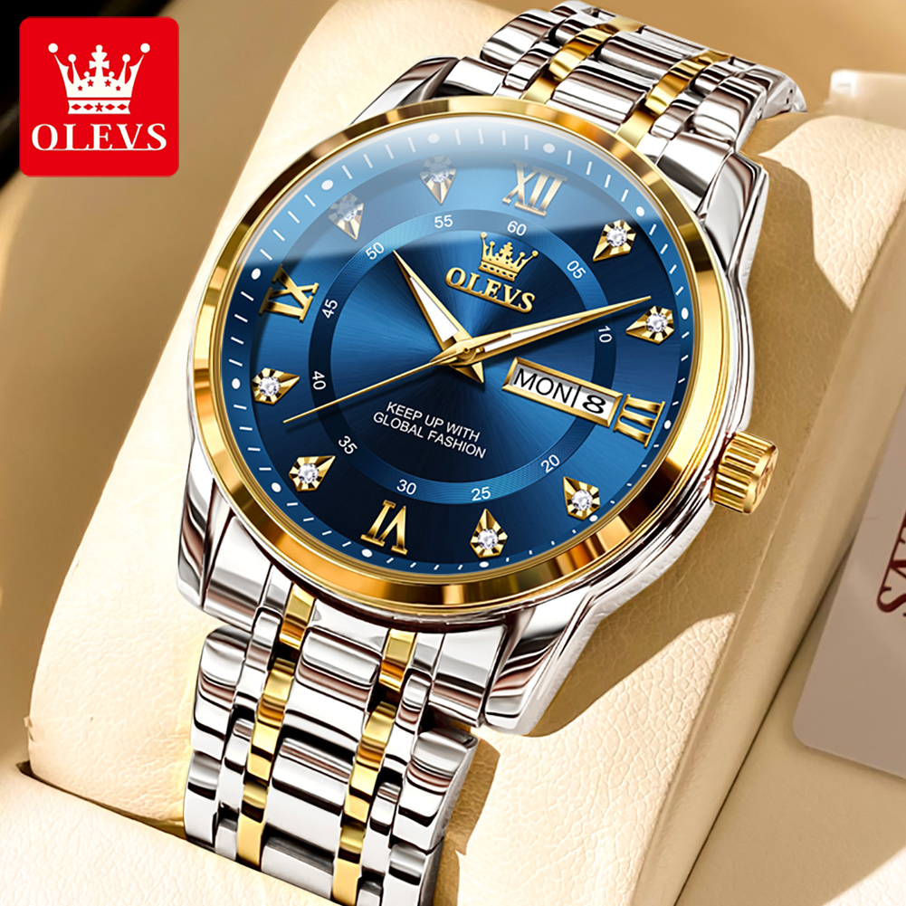 OLEVS 5513 남성용 시계 스테인리스 스틸 다이아 - Luxury Watch Gift Box 리뷰 및 가격