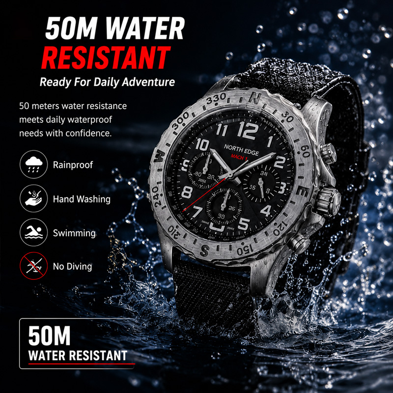 노스 엣지 마하 2 남성용 시계 솔라 파워 316 스테 - Chronograph Flyback Watch 리뷰 및 가격