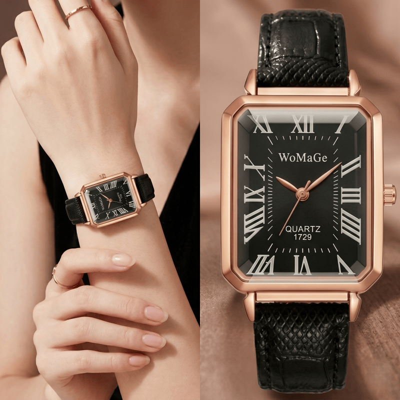 여성을위한 패션 직사각형 쿼츠 시계 럭셔리 브랜드 로마 - Luxury Watch With Leather Strap 리뷰 및 가격
