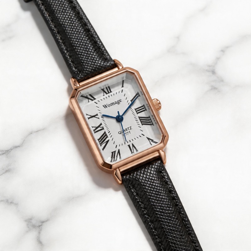 여성을위한 패션 직사각형 쿼츠 시계 럭셔리 브랜드 로마 - Luxury Watch With Leather Strap 리뷰 및 가격