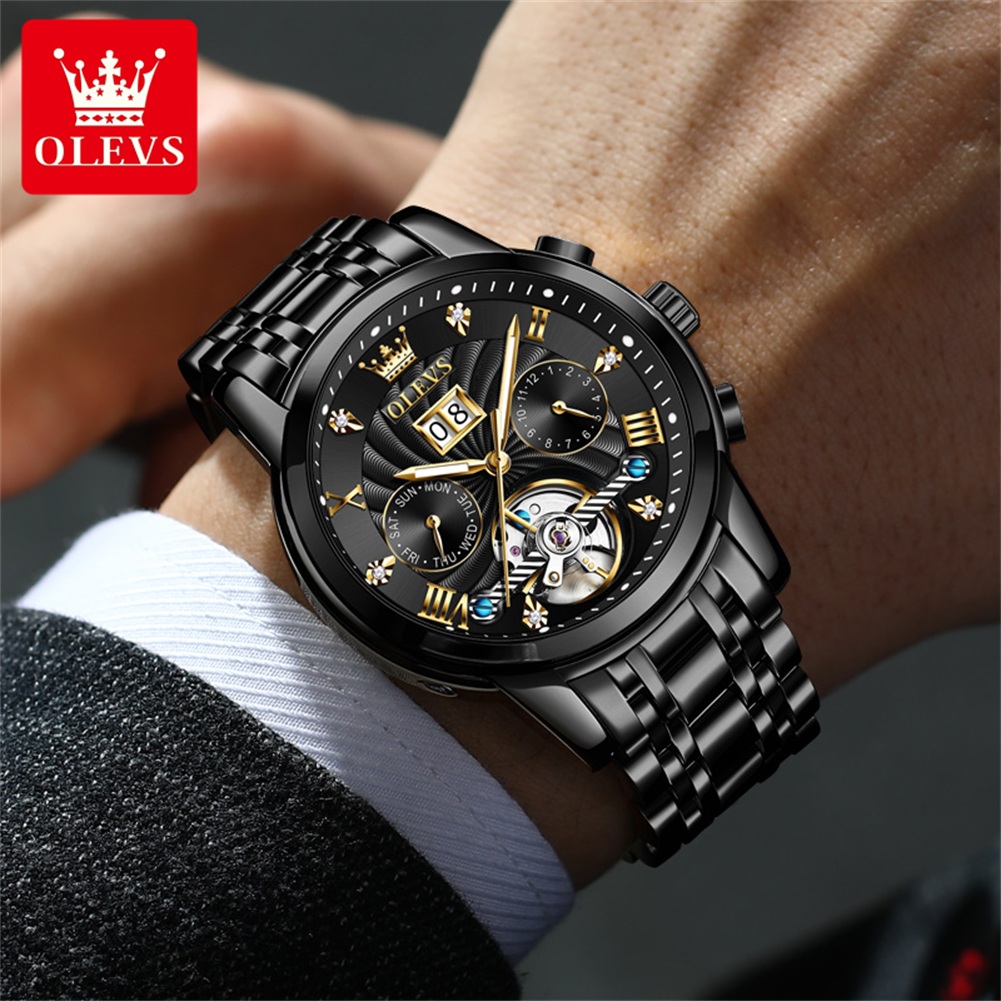 OLEVS 클래식 남성용 시계 뚜르비옹 다기능 완전 자 - Chronograph Flyback Watch 리뷰 및 가격