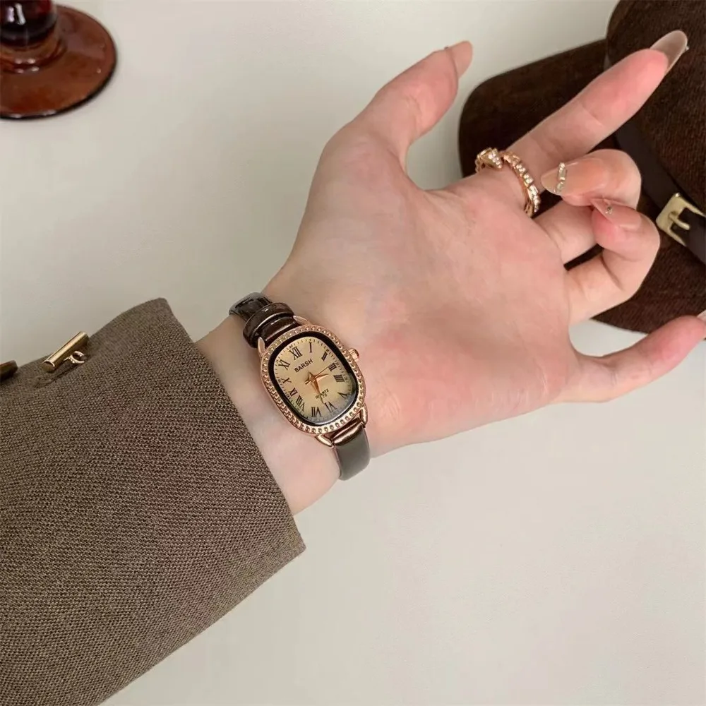 유명 브랜드 여성 다이아몬드 타원형 다이얼 시계 패션  - Luxury Watch With Leather Strap 리뷰 및 가격