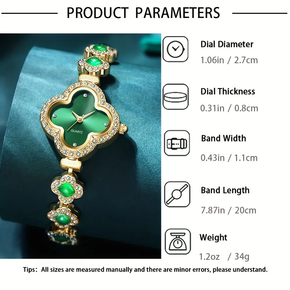 2 개/대 여성용 시계 럭셔리 라인 석 클로버 포인터  - Luxury Watch Gift For Her 리뷰 및 가격