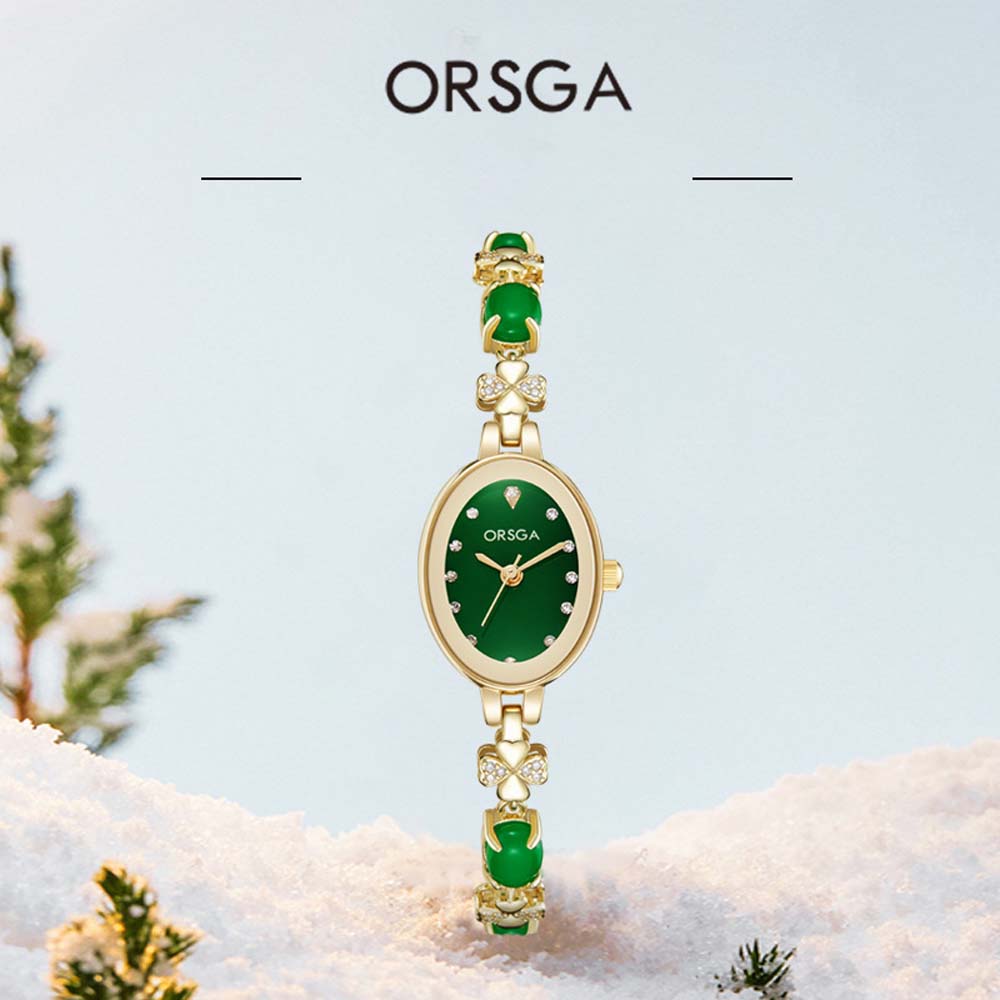 ORSGA 여성용 다이아몬드 상감 작은 녹색 석영 시계 - Luxury Watch Grade 리뷰 및 가격