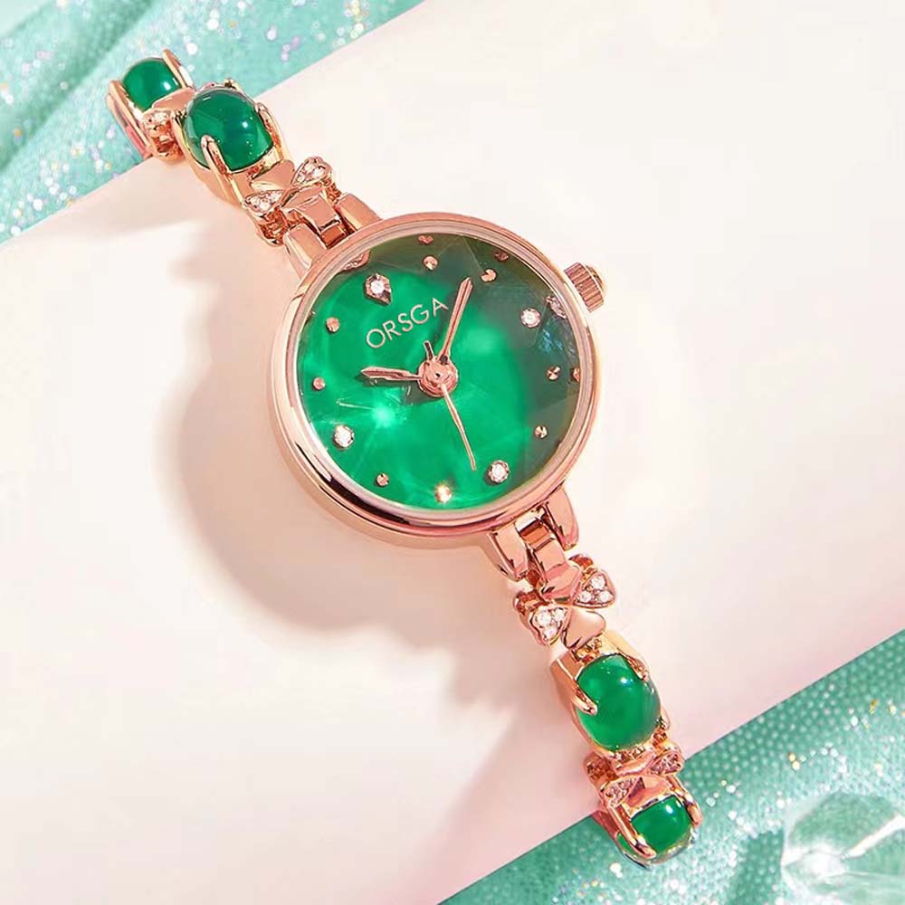 ORSGA 여성용 다이아몬드 상감 작은 녹색 석영 시계 - Luxury Watch Grade 리뷰 및 가격