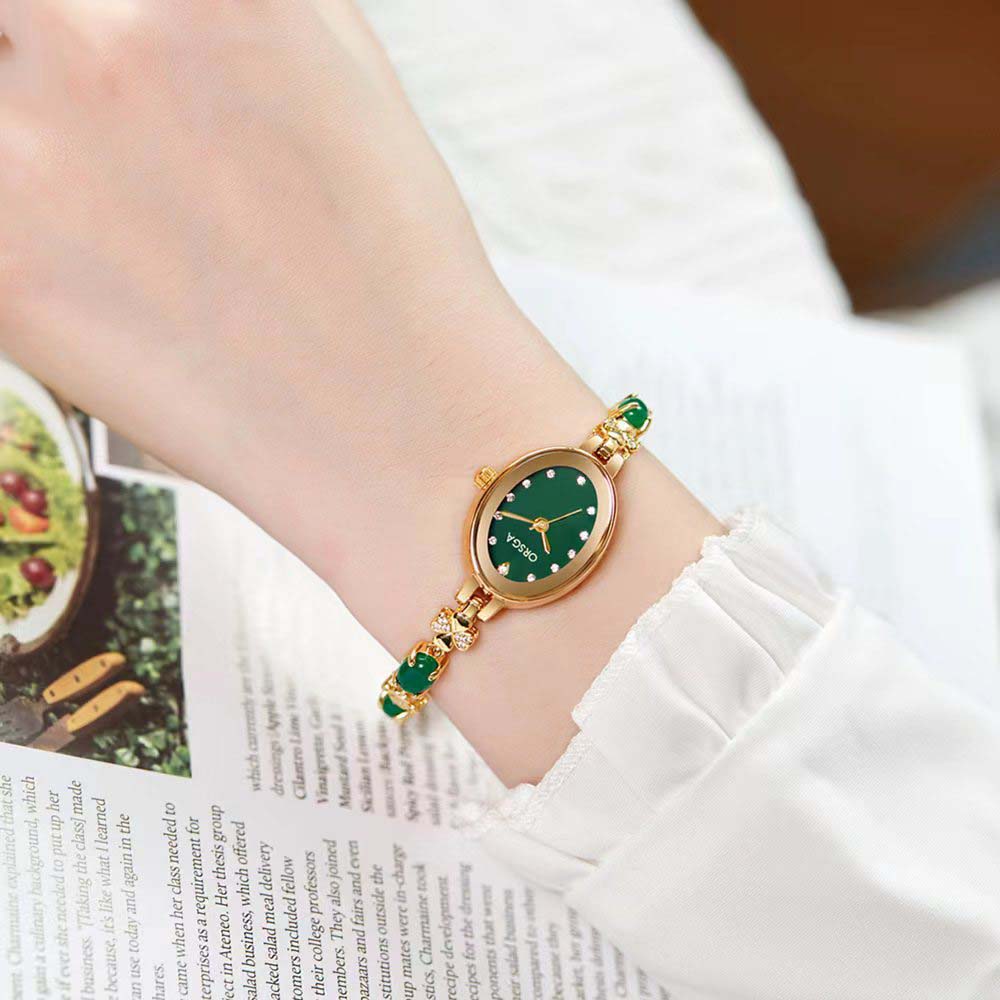 ORSGA 여성용 다이아몬드 상감 작은 녹색 석영 시계 - Luxury Watch Grade 리뷰 및 가격