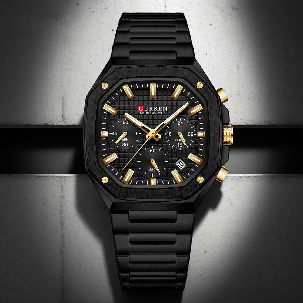 CURREN 남성용 럭셔리 스퀘어 크로노 시계 클래식  - Luxury Watch And Bracelet 리뷰 및 가격