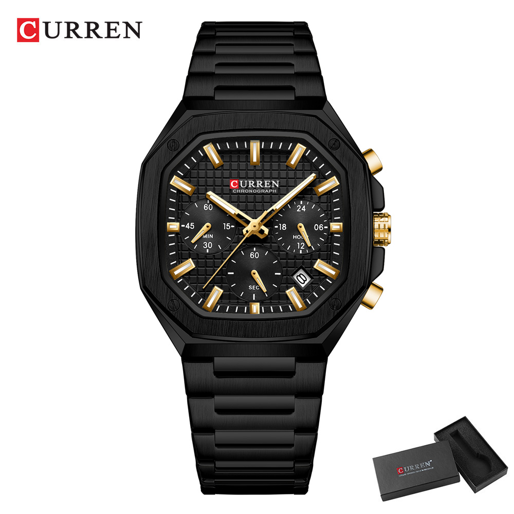 CURREN 남성용 럭셔리 스퀘어 크로노 시계 클래식  - Luxury Watch And Bracelet 리뷰 및 가격
