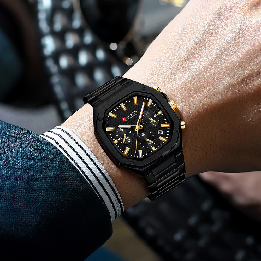 CURREN 남성용 럭셔리 스퀘어 크로노 시계 클래식  - Luxury Watch And Bracelet 리뷰 및 가격