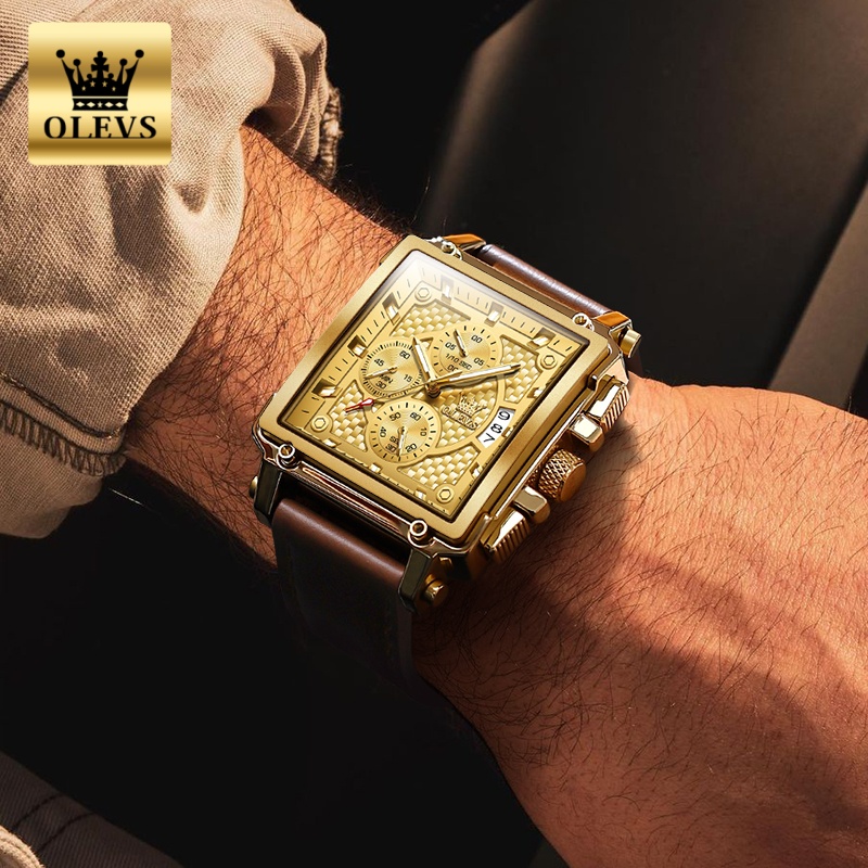 OLEVS 브랜드 남성용 시계 방수 가죽 스트랩 크로노 - Luxury Watch With Leather Strap 리뷰 및 가격
